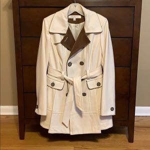 Laundry by Design Cream Coat Brown Lining Size 8